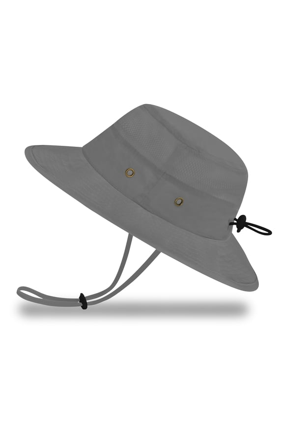 Protective Baby Bucket Sun Hat With UPF 50+ Protection Adjustable Infant Summer Beach Hats For Boy & Girl Breathable Toddler Swim Pool Play Sunhat With Wide Brim 2-5 Years Grey M, 56 CM