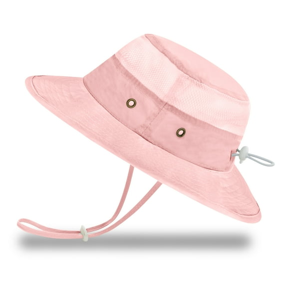 Protective Baby Bucket Sun Hat With UPF 50+ Protection Adjustable Infant Summer Beach Hats For Boy & Girl Breathable Toddler Swim Pool Play Sunhat With Wide Brim 2-5 Years Pink M, 56 CM