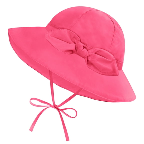 Protective Baby Bucket Sun Hat With UPF 50+ Protection Adjustable Infant Summer Beach Hats For Boy & Girl Breathable Toddler Swim Pool Play Sunhat With Wide Brim 0-12 Months Hot Pink XS, 48 CM