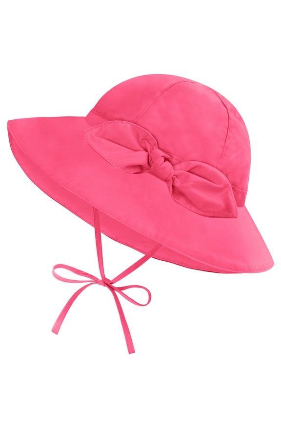 Protective Baby Bucket Sun Hat With UPF 50+ Protection Adjustable Infant Summer Beach Hats For Boy & Girl Breathable Toddler Swim Pool Play Sunhat With Wide Brim 0-12 Months Hot Pink XS, 48 CM