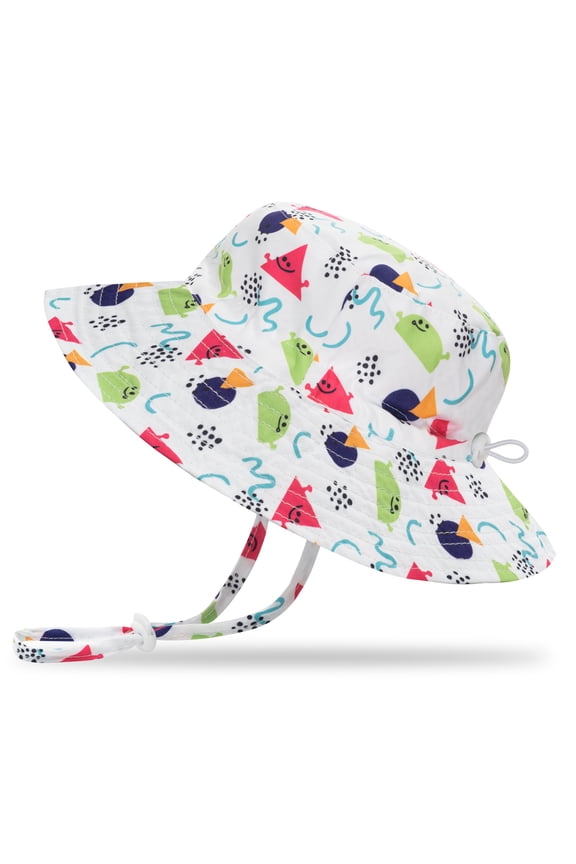 Protective Baby Sun Hat With UPF 50+ Protection Adjustable Infant Summer Beach Bucket Hats For Boy & Girl Breathable Toddler Swim Pool Play Sunhat With Wide Brim 12-24 Months Red Triangle (46-50 cm)