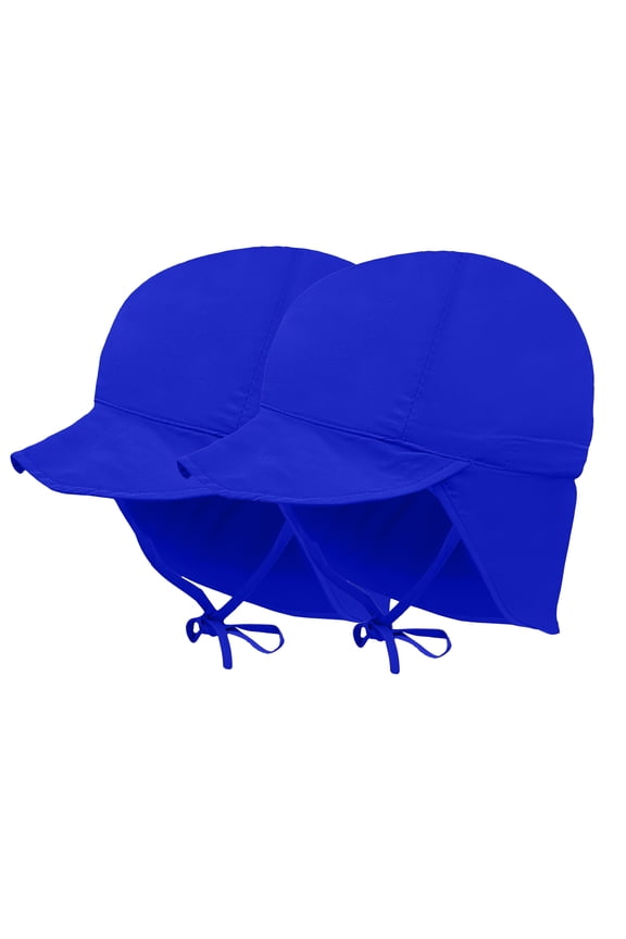 Protective Baby Sun Hat With UPF 50+ Protection Adjustable Infant Summer Beach Flap Hats For Boy & Girl Breathable Toddler Swim Pool Play Sunhat With Wide Brim Royal Blue 2T-5T (48-54 cm) 2-Pack