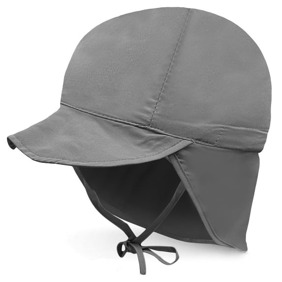 Protective Baby Sun Hat With UPF 50+ Protection Adjustable Infant Summer Beach Flap Hats For Boy & Girl Breathable Toddler Swim Pool Play Sunhat With Wide Brim Grey 2T-5T (48-54 cm)