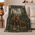thumbnail image 1 of Protective Bear Cubs Forest Scene Rustic, Peaceful Mountain Lake Scene, Warm Flannel Blanket for Cabin and Lodge, Outdoor Lovers Friendship Gift, Artistic Home Decor, 1 of 9