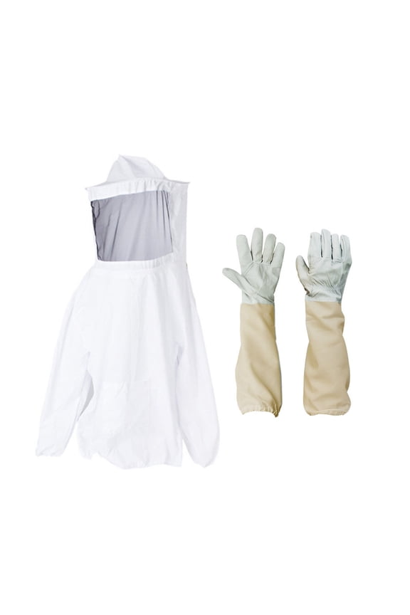 Protective Beekeeping Jacket Veil Smock Beekeeping Hat Sleeve Beekeeper Suit Apiculture Bee Dress ,Comfortable and Sturdy