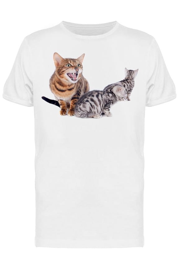 Protective Bengal Cat Mother T-Shirt Men -Image by Shutterstock, Male Large