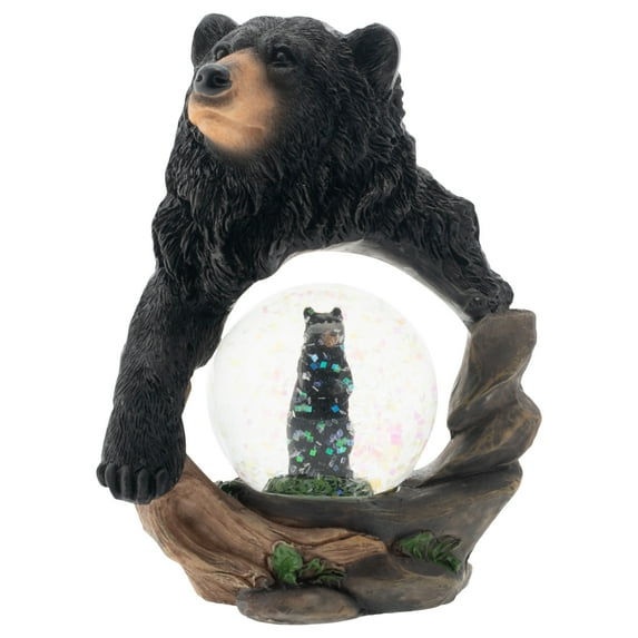 Protective Black Bear and Cub Figurine 45MM Glitter Water Globe Decoration
