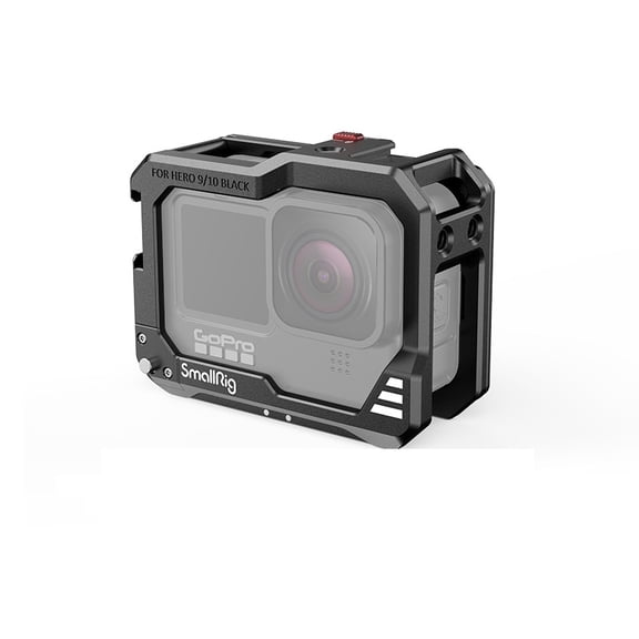 Protective Cage Compatible with Hero 12 11 10 9 Black, RUYIQUQU Metal Camera Frame Housing with Cold Shoe Mount, 1/4 Inch Thread and Foldable Mount for Action Camera Accessories