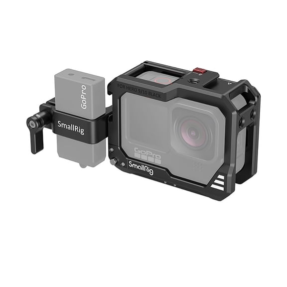 Protective Cage Compatible with Hero 12 11 10 9 Black, RUYIQUQU Metal Camera Frame Housing with Cold Shoe Mount, 1/4 Inch Thread and Foldable Mount for Action Camera Accessories