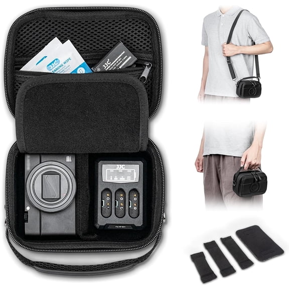Protective Carrying Case for Ricoh GR IV GRIII GRIIIx HDF WPZ2 ZV-1 ZV-1 II ZV-1F TG-7 TG-6 Fuji X Half Instax mini EVO 41 99 with Accessories, Compact Camera Travel Pouch Storage Bag with Strap