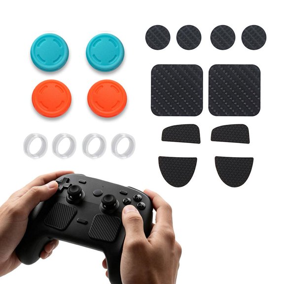 Protective Case for 2026 Steam Controller 2 Accessories,12PCS Dust Cover Kit with Silicone Thumb Grips Touchpad Protective Stickers DustPlug Button Covers Type-C Dust Plug with Full Protection