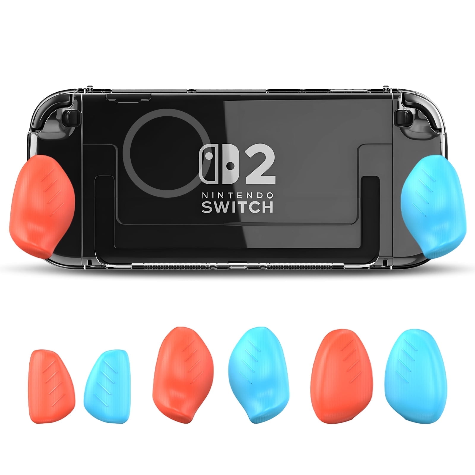 for Switch 2 Case for Nintendo Switch 2 Console(2025), 6 Grips Transparent Clear Shockproof Non-Slip Protective Case Accessories