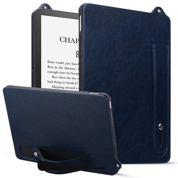Protective Case for 6.8" Amazon Kindle Paperwhite 11th Generation 2021 Released, PU Leather Slim Lightweight Stand Hand Strap  Anti-Scratch Case Cover for Kindle Paperwhite 2021 6.8 Inch, Blue