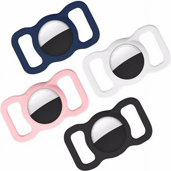 Protective Case for AirTag Tracker, Soft Silicon Holder Keychain for AirTag Key Ring Cases for AirTags with Anti-Lost Protective Case for Pet Dog Cat Collar Backpack Bag 4 Pack
