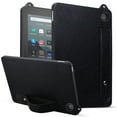 thumbnail image 1 of Protective Case for All-New Amazon Kindle Fire HD 8 8th 7th 6th Gen (2018/2017/2016 Released), Premium PU Leather Slim Lightweight Stand Hand Strap Shockproof Case Cover for Kindle Fire HD 8, Black, 1 of 7