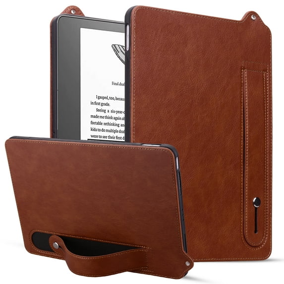 Protective Case for Amazon Kindle Scribe 10.2" 2022/2024, Premium PU Leather Slim Lightweight Stand Hand Strap Shockproof Anti-Scratch Case Cover for Kindle Scribe 10.2 Inch, Brown