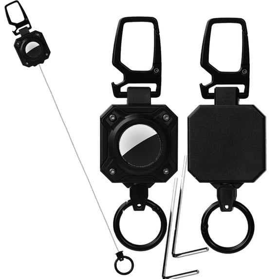Protective Case for Apple AirTag,Retractable Keychain,Lock Key Ring Chain Heavy Duty Carabiner Badge Holder for Car Keys,ID Badge Reel,Luggage,Backpack