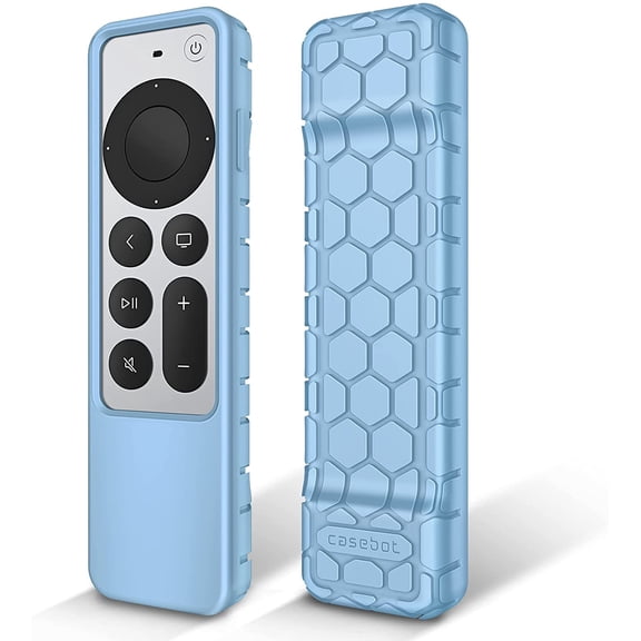 Protective Case for Apple TV Siri Remote 2021 2022 - Honey Comb Lightweight Anti Slip Shockproof Silicone Cover for Apple TV 4K / HD Siri Remote Controller 2nd Gen / 3rd Gen, Sky Blue