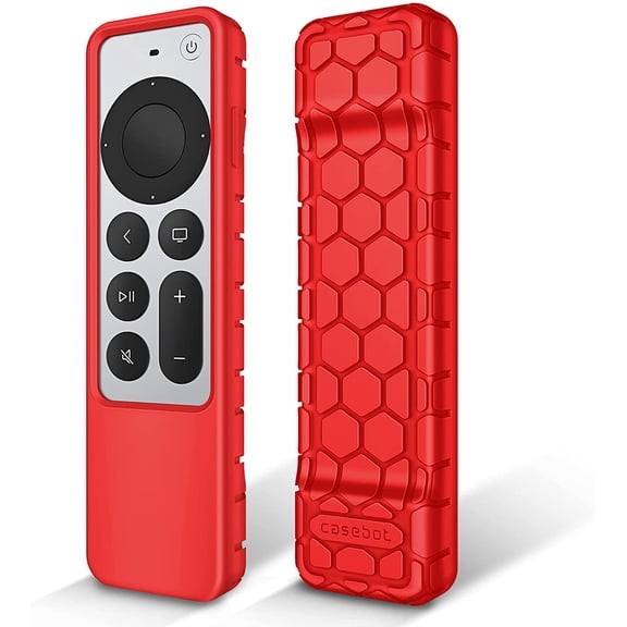 Protective Case for Apple TV Siri Remote 2021 2022 - Honey Comb Lightweight Anti Slip Shockproof Silicone Cover for Apple TV 4K / HD Siri Remote Controller 2nd Gen / 3rd Gen, Red