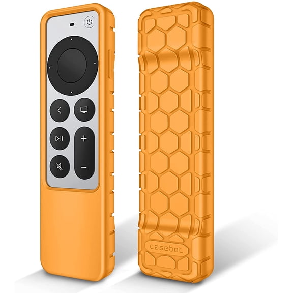 Protective Case for Apple TV Siri Remote 2021 2022 - Honey Comb Lightweight Anti Slip Shockproof Silicone Cover for Apple TV 4K / HD Siri Remote Controller 2nd Gen / 3rd Gen, Orange