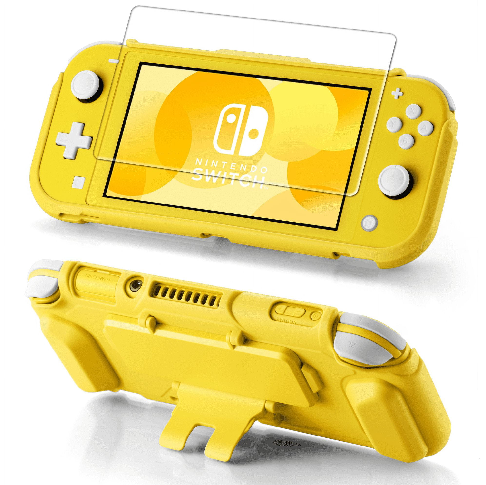 Protective Case Bundle for Nintendo Switch Lite Tempered Glass Screen Protector 4 Game Card Slots Kick Stand Ergonomics Hand Grip Shockproof Anti Scratch Slim for Nintendo Switch Lite Case Yel Walmart...