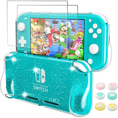 Protective Case Compatible with Nintendo Switch Lite, Soft TPU Cover with 2-Pack Screen Protector 6 Pcs Thumb