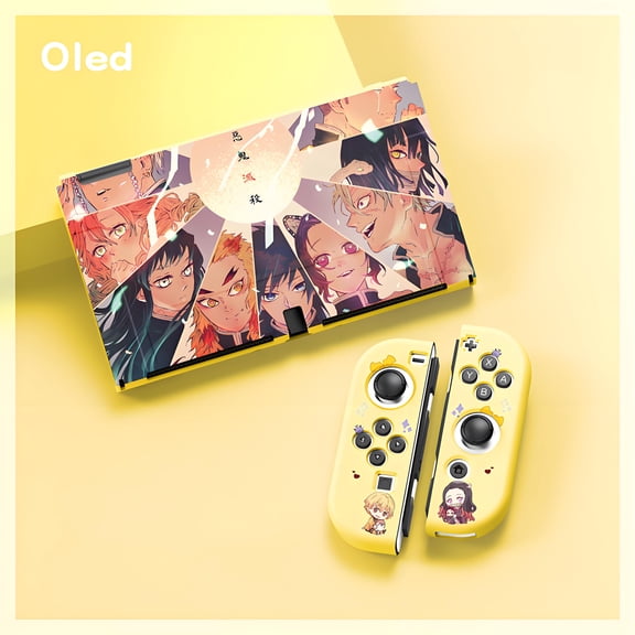 Protective Case Compatible with Nintendo Switch Oled, TPU Case Accessory for Switch Console and Grip Joy-Con, Switch Protector, Demon Slayer