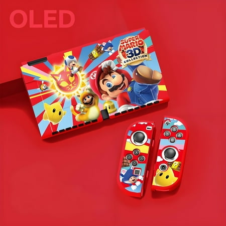 Protective Case Compatible with Nintendo Switch Oled, TPU Case Accessory for Switch Console and Grip Joy-Con, Switch Protector, Mario