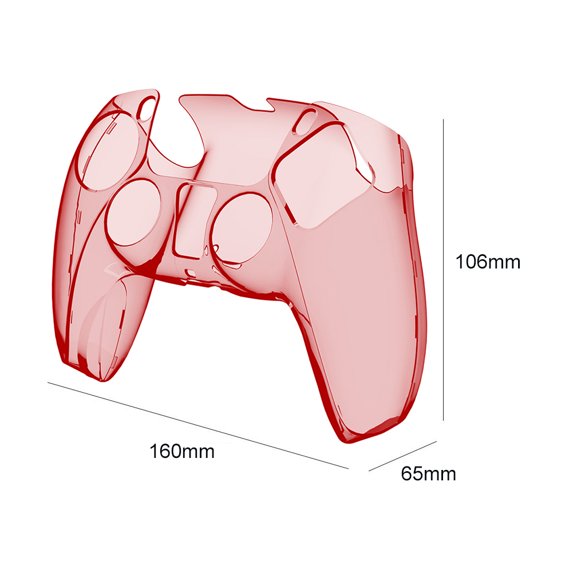 Protective Case Controller Shell Skin for PS5 Controller (Transparent Red)
