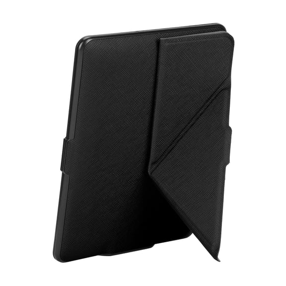Protective Case Cover with Foldable Stand Cross Pattern PU Leather Skin Compatibility for Amazon Kindle Paperwhite 1 2 3 E-Reader Slim Lightweight Auto Sleep Wake Smart Shell Black Color Design