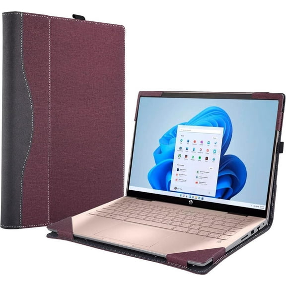 Protective Case Cover for Hp Pavilion X360 Convertible 14-dy Laptop 14t-ek 14-ek 2-in-1 [Not Other Models] Notebook Sleeve Computer Bag Protective PU Leather Shell