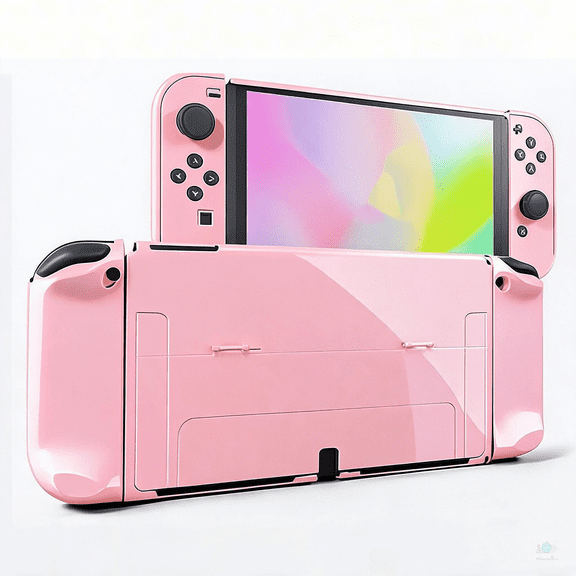 Protective Case Cover for Nintendo Switch OLED, 3 in 1 Dockable Shell Hard Case with Controller Grip Cover, Shock-Absorption and Anti-Scratch Design,Pink