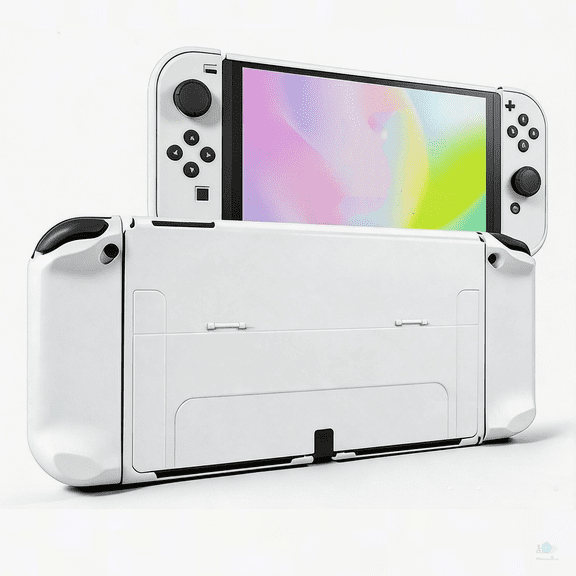 Protective Case Cover for Nintendo Switch OLED, 3 in 1 Dockable Shell Hard Case with Controller Grip Cover, Shock-Absorption and Anti-Scratch Design,White