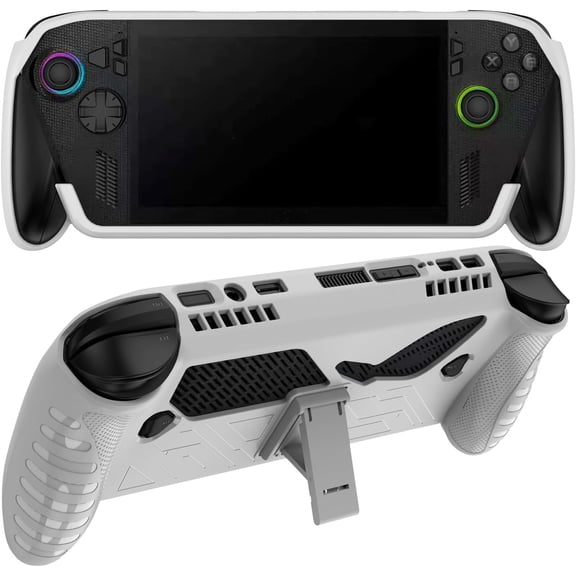 Protective Case Cover for ROG Xbox Ally/ROG Xbox Ally X, TPU Soft Slim Sleeve with Stand Drop-Proof Non-Slip Grip Wrap Protector Gaming Handheld Kickstand Skin Case (White)