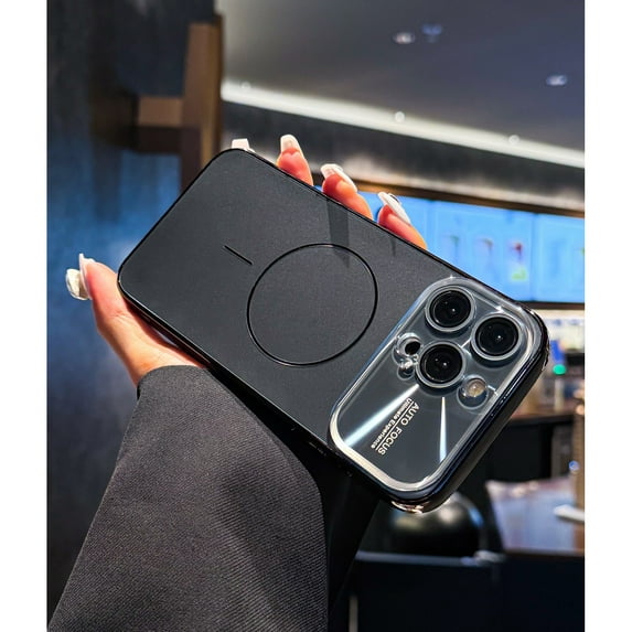 Protective Case Cover for iPhone 15 Pro Max, Shock-Absorbent Magnetic Back Cover, Luxury Anti-Scratch Anti-Fingerprint PC+TPU Case with Camera Lens Protector, for iPhone 15 Pro Max, Black