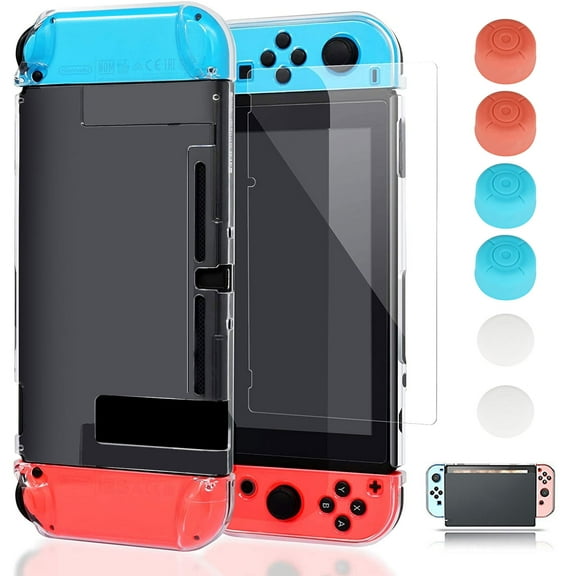 Protective Case Fit for Nintendo Switch, Dockable TPU Grip Protective Cover Case with Ergonomic Hand Grip Fit for Nintendo Switch Console and Joy-Con Controller, Black/Gray/Green