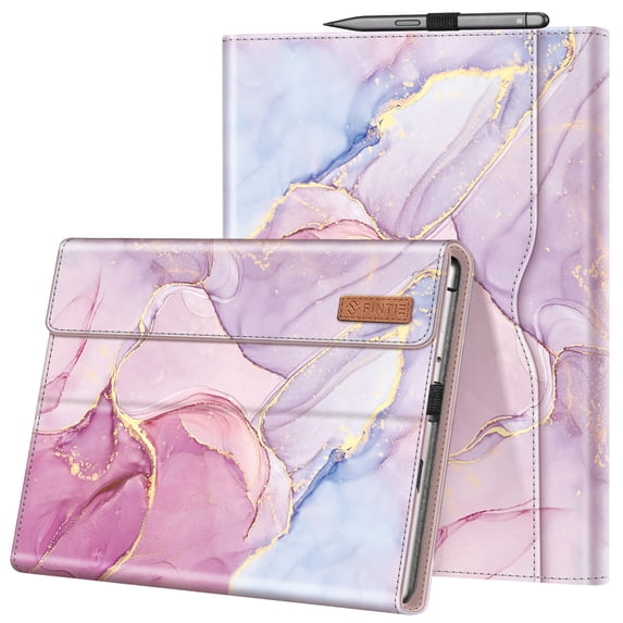 Protective Case For 13 Inch Microsoft Surface Pro 8 (2021 Release), Portfolio Business Cover with Pocket Stylus Holder, Glittering Marble