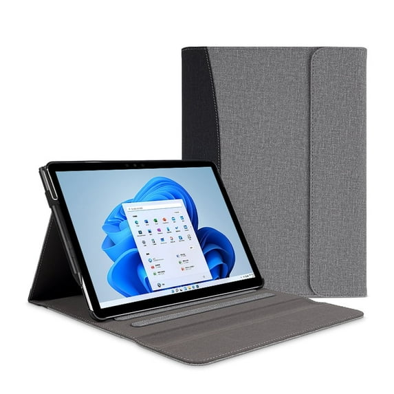 Protective Case for Microsoft Surface Go 1/2/3, Multiple Angle Viewing Portfolio Business Cover with Stylus Holder & Pocket, Compatible with Type Cover Keyboard & Dock (Gray 10.25inch)