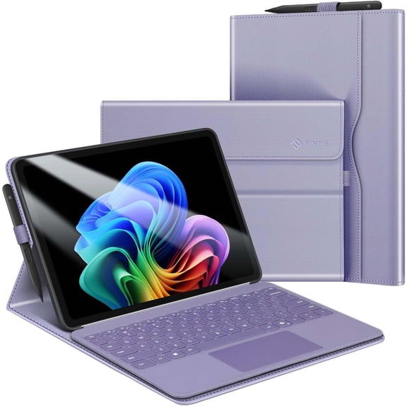 Protective Case for Microsoft Surface Pro 12 Inch (2025), Multi-Angle Viewing Portfolio Business TPU Back Cover with Pocket & Stylus Holder, Compatible with Type Cover Keyboard (Lilac Purple)