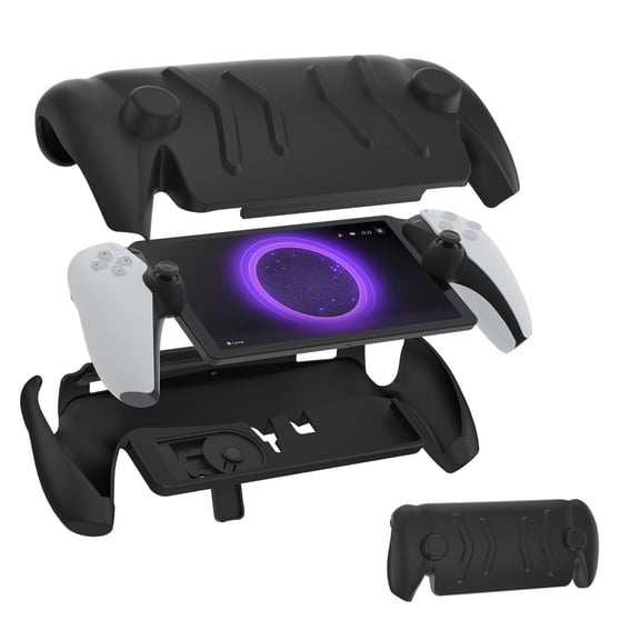 Protective Case for PlayStation Portal with Built-in Kickstand, Bump-proof Dust-proof Rugged Protective Cover with PC Front Shell and TPU Back Case for PS Portal Console-Black