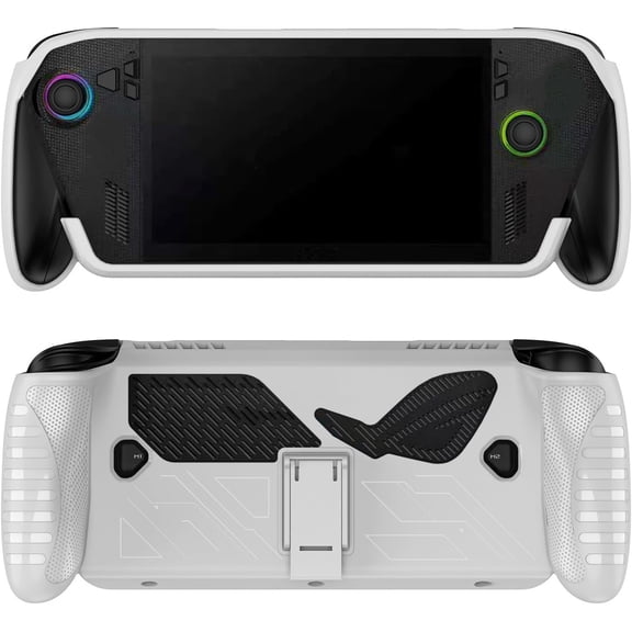 Protective Case for ROG Xbox Ally for Ally X, Gaming Console TPU Replacement Shell Skin Handheld Game Machine Housing Cover Back Plate with Stand(Case Only) (White)