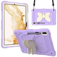 thumbnail image 1 of Protective Case for Samsung Galaxy Tab S10+ Plus/ Tab S9+ Plus/ Tab S9 FE+ Plus 12.4", Cute Butterfly Kids Friendly Kickstand Shockproof Case with Shoulder Strap & Pen Holder,Purple+Beige, 1 of 7