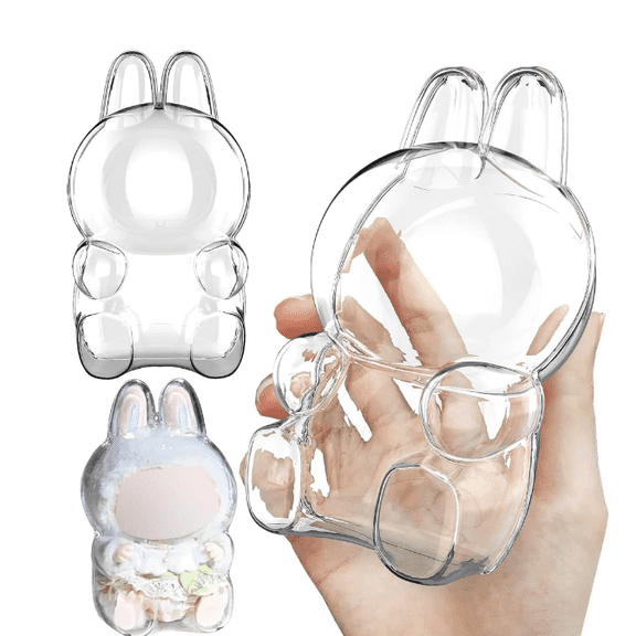 Protective Case Sitting Figure-Clear PVC Portable Storage Box with Keychain, Dustproof Scratch-Resistant Collector Display Compatible with Sitting Series (Figure Not Included)