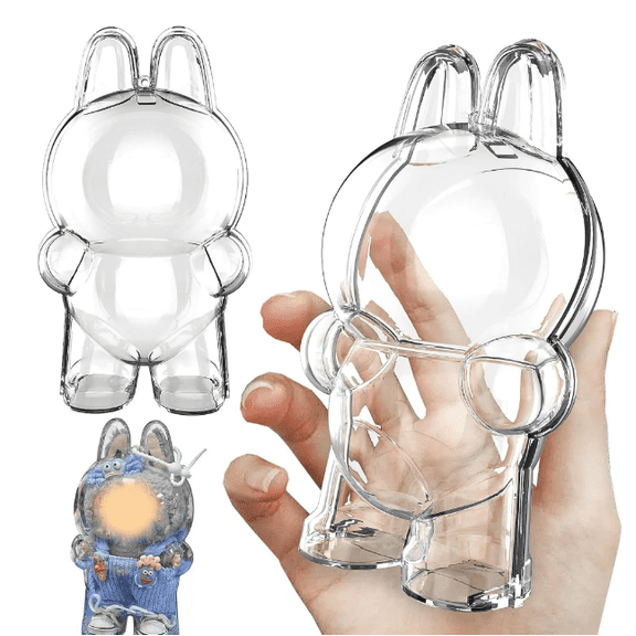 Protective Case Sitting Figure-Clear PVC Portable Storage Box with Keychain, Dustproof Scratch-Resistant Collector Display Compatible with Sitting Series (Figure Not Included)