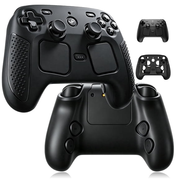 Protective Case for 2026 Steam Controller 2 Accessories, Soft Silicone Cover with Comfort Grip Black Shell Skin-Black
