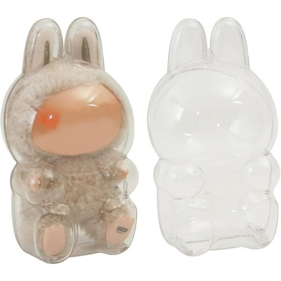 Protective Case for Doll Plastic Storage,Clear Figure Display Bag with Keychain-1 PCS Sitting