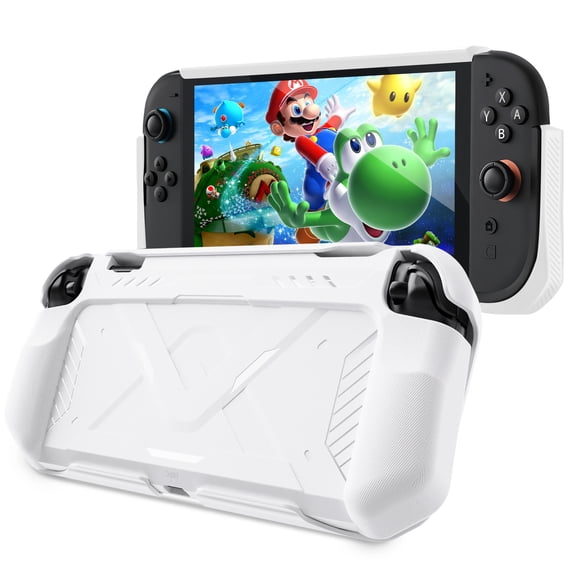 Protective Case for Nintendo Switch 2 (2025)，PC Front Cover +TPU Soft Back Shell 360° Protection, with Shock-Absorption, Anti-Scratch-(White)