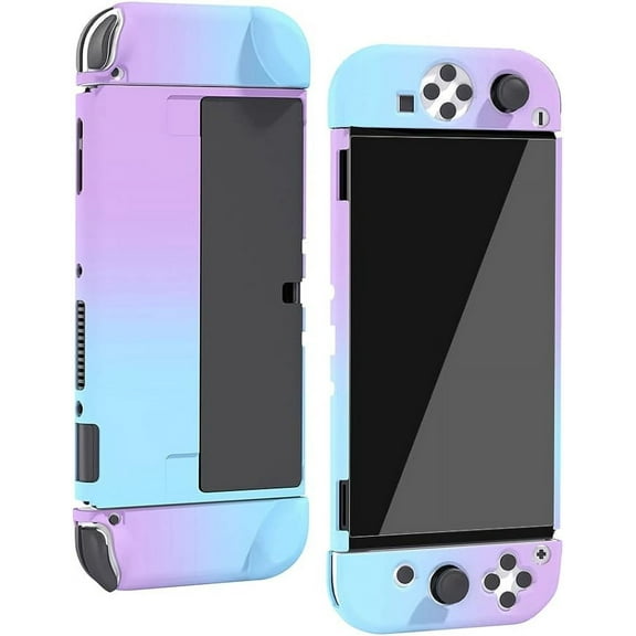 Protective Case for Nintendo Switch OLED Model 2021,Kids Friendly Anti-Scratch Shockproof Protective Cover for Switch OLED Model 2021 (Green/Purple)