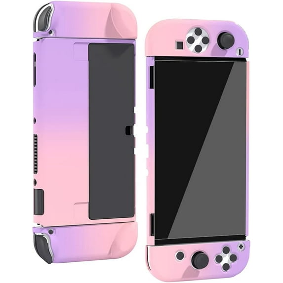 Protective Case for Nintendo Switch OLED Model 2021,Kids Friendly Anti-Scratch Shockproof Protective Cover for Switch OLED Model 2021 (Pink/Purple)
