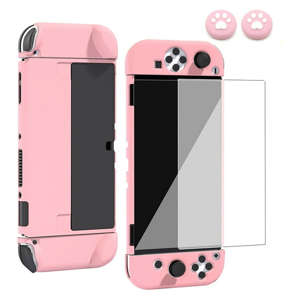 Protective Case for Nintendo Switch OLED with Nano Explosion-Proof Screen Protector & Joystick Caps